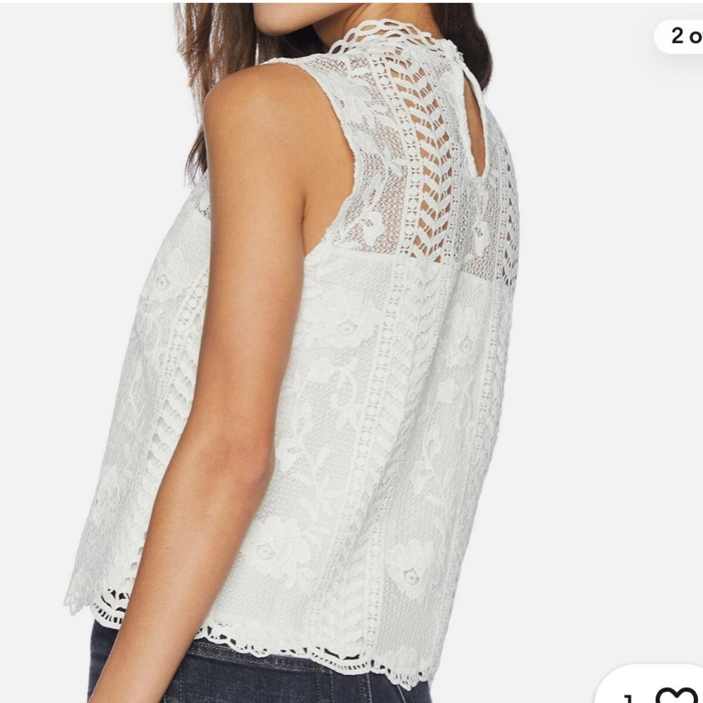 BB Dakota Mulholland Drive White Lace Lined Sleeveless Blouse
